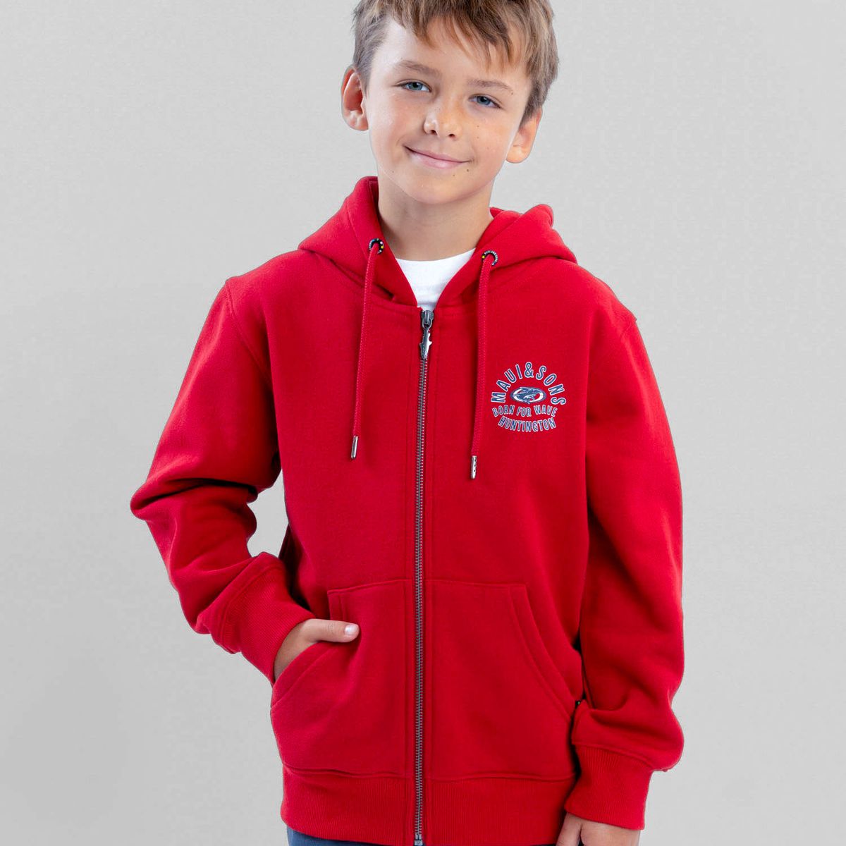 MAUI AND SONS - Poleron FZ Sandbar Rojo Infantil Maui And Sons