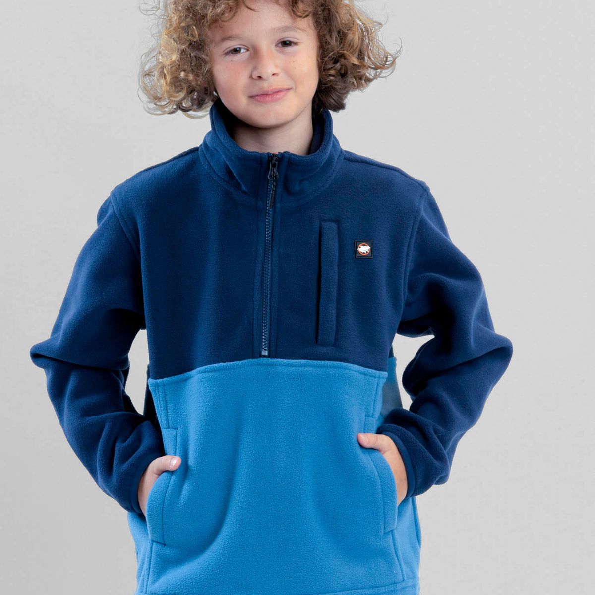 MAUI AND SONS - Poleron Polar Earthtone Azul Infantil Maui And Sons