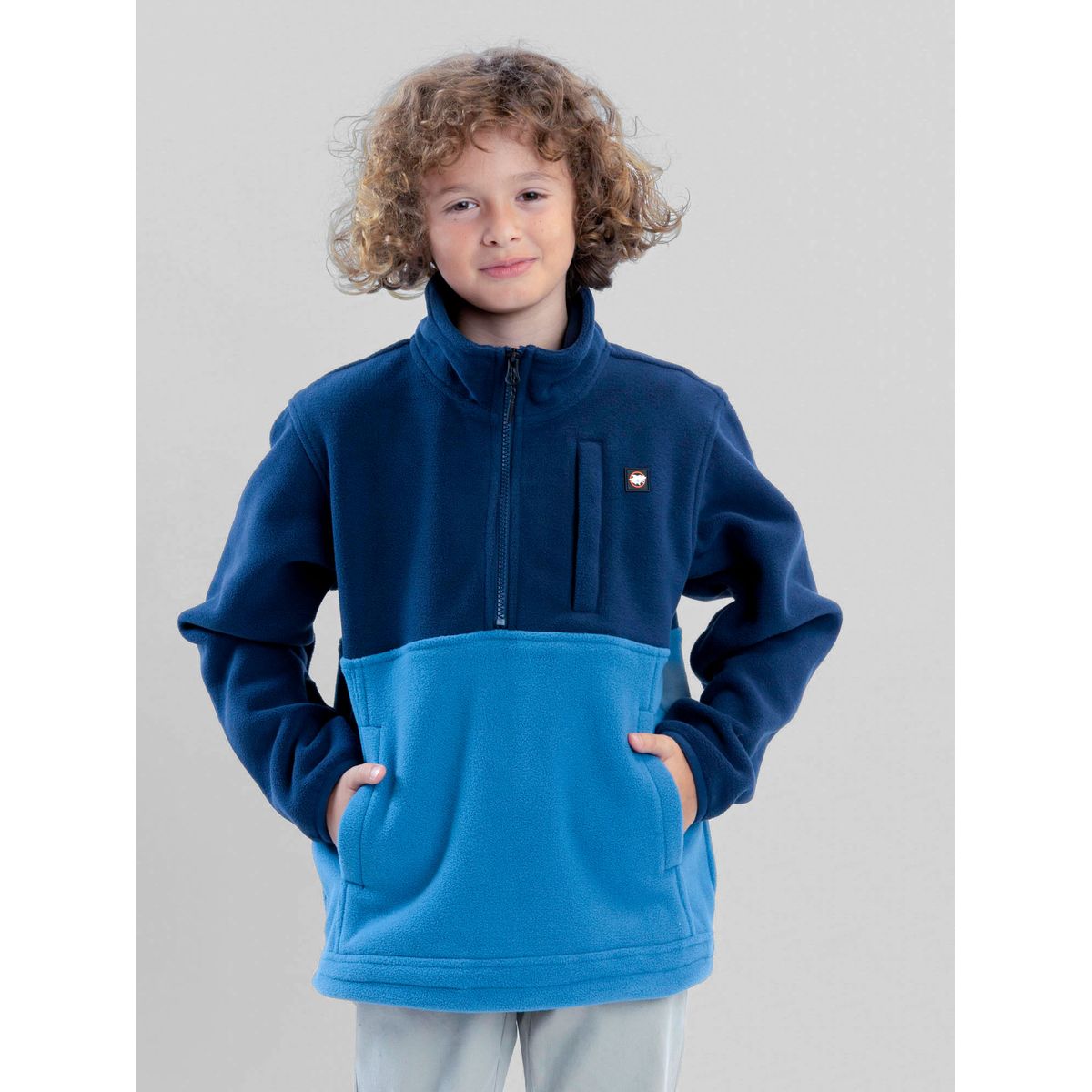 MAUI AND SONS - Poleron Polar Earthtone Azul Infantil Maui And Sons