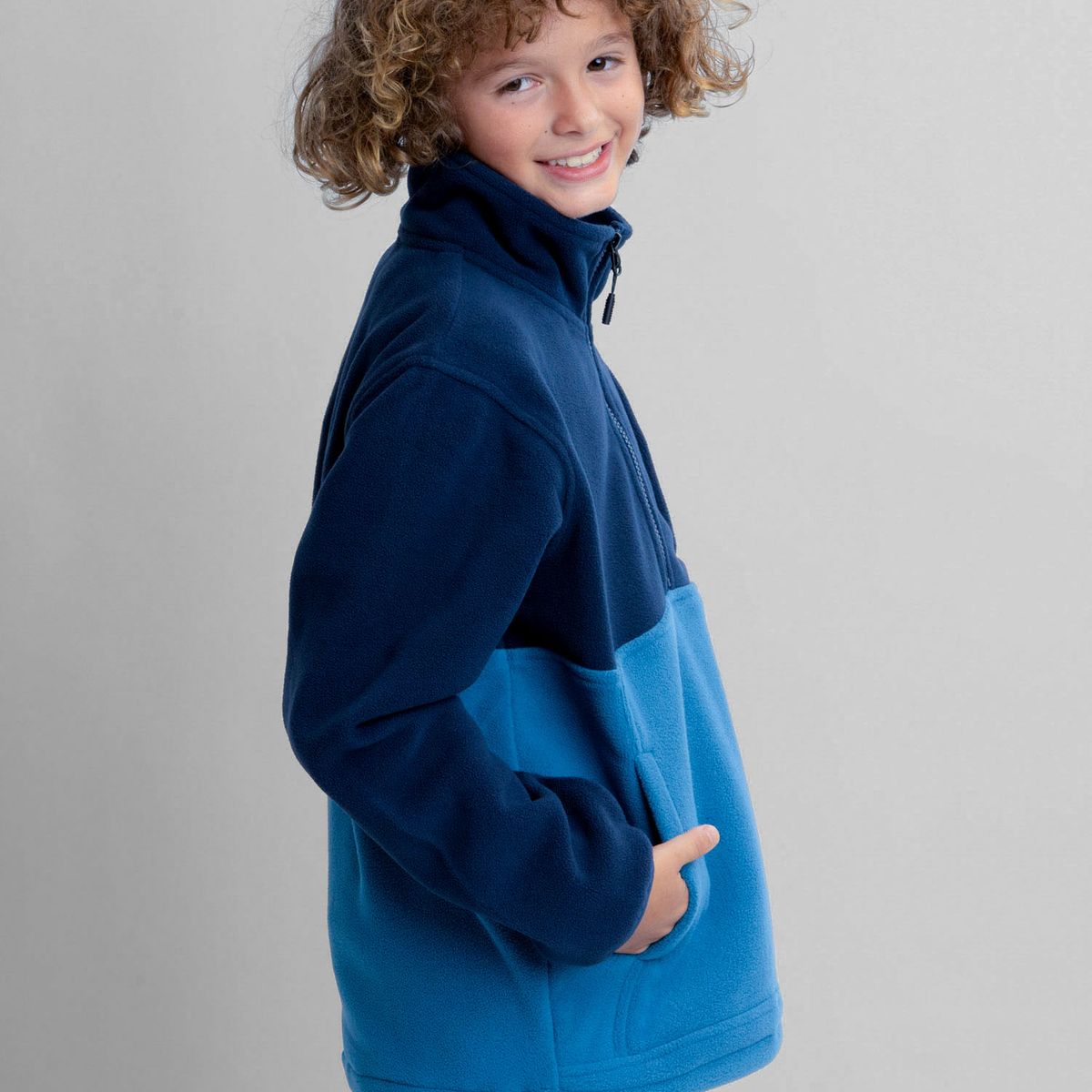 MAUI AND SONS - Poleron Polar Earthtone Azul Infantil Maui And Sons