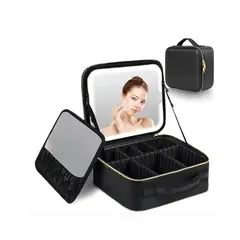 GENERICO - Bolso De Maquillaje Con Luz Led Recargable Color Negro