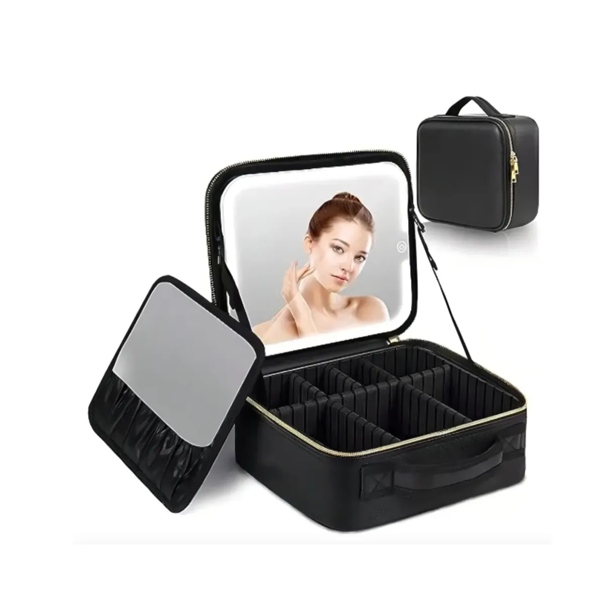 GENERICO - Bolso De Maquillaje Con Luz Led Recargable Color Negro
