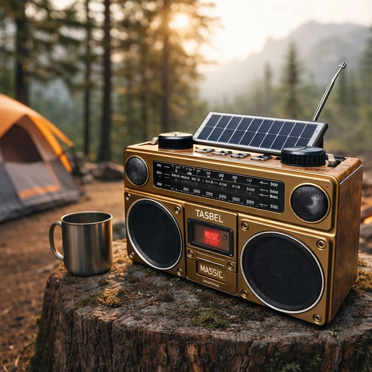 GENERICO - Radio AM FM Bluetooth Solar Recargable Portatil Retro con Linterna LED