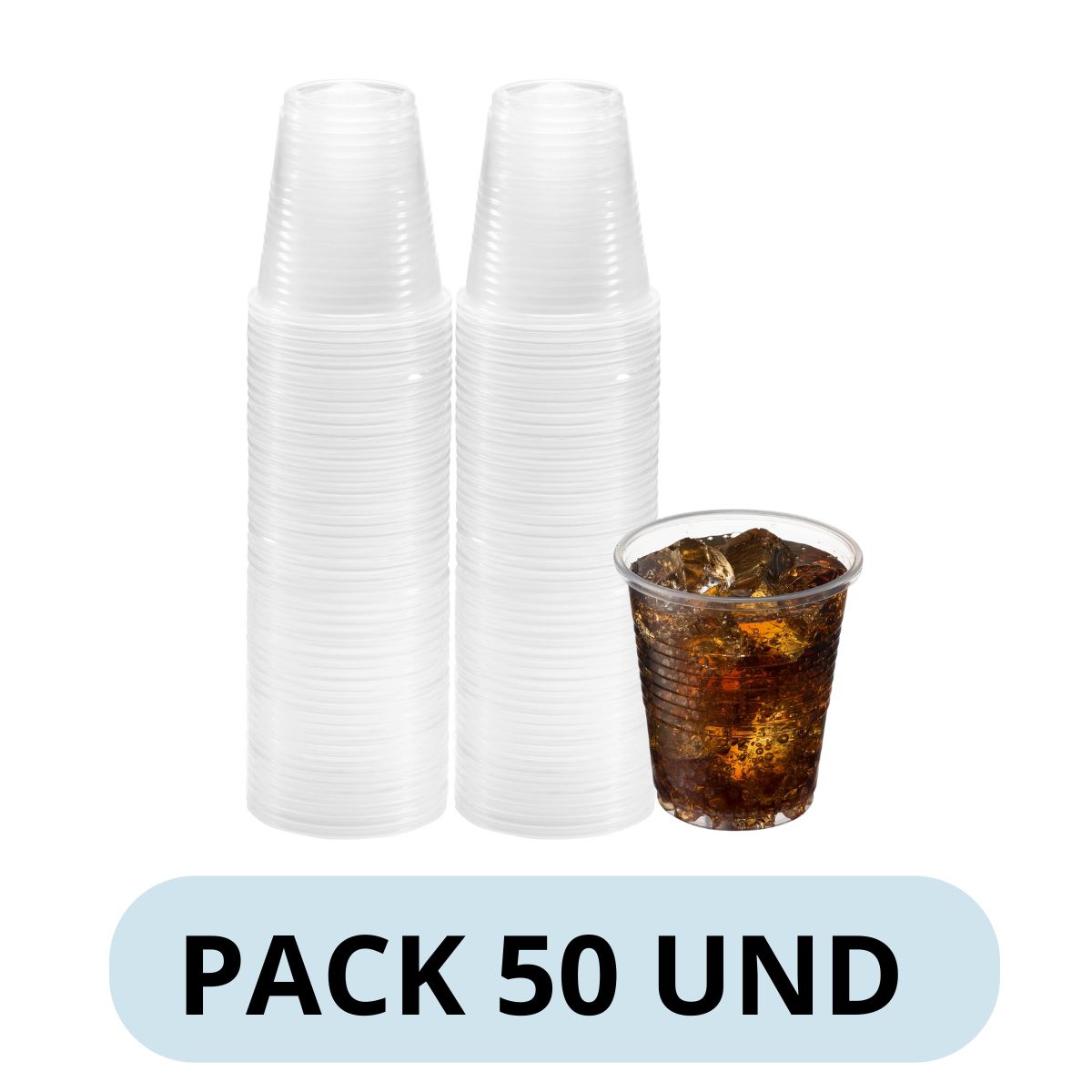 GENERICO - Vasos Plásticos Transparentes 10 oz Pack 50 Unidades Desechables