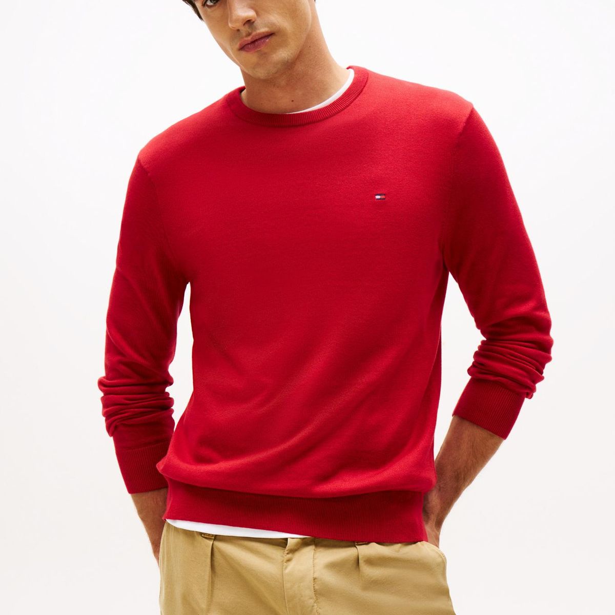 TOMMY HILFIGER - Sweater Essential C-Neck Rojo Tommy Hilfiger