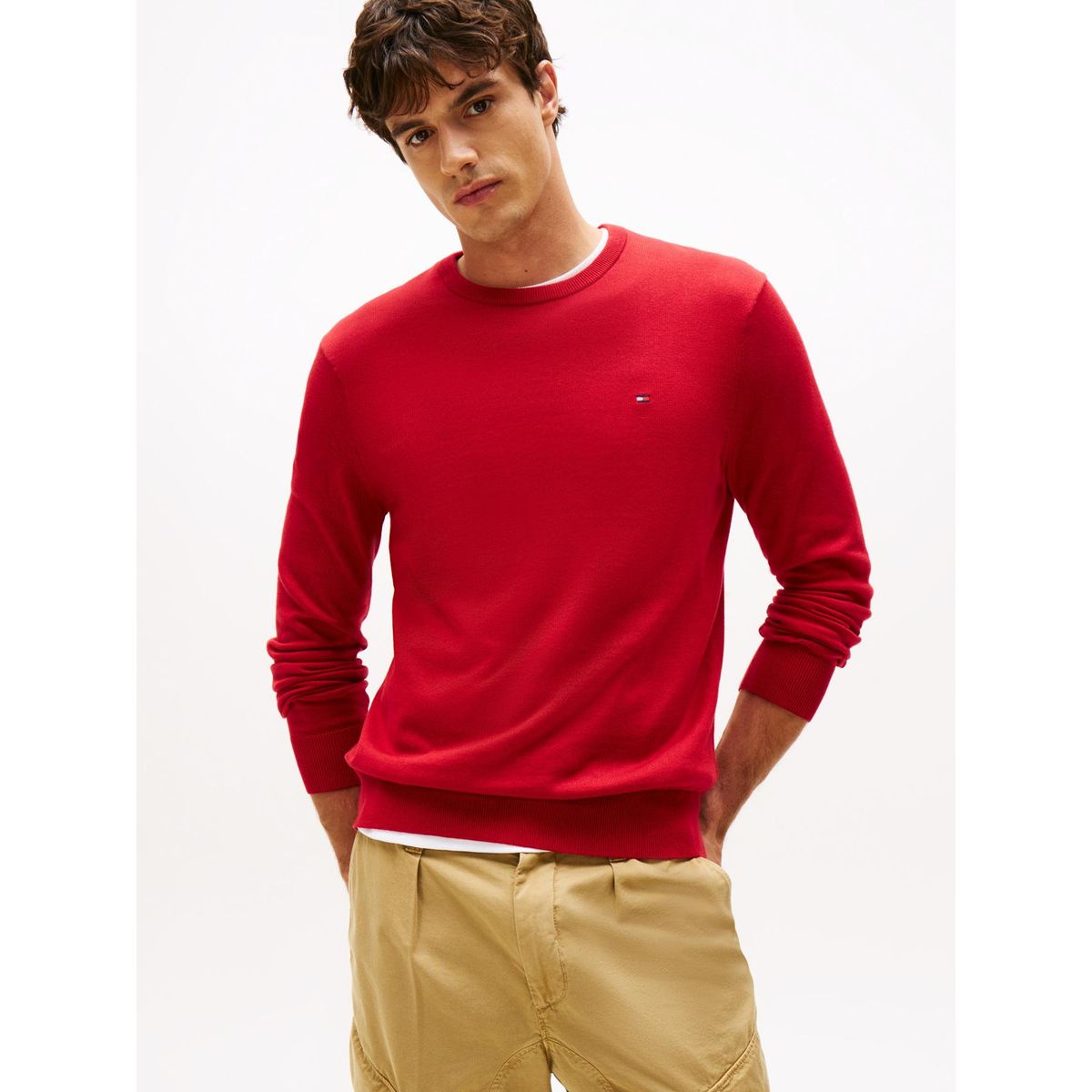 TOMMY HILFIGER - Sweater Essential C-Neck Rojo Tommy Hilfiger