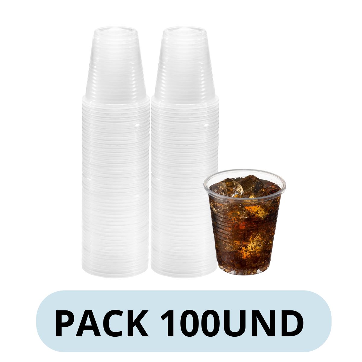 GENERICO - Vasos Plásticos Transparentes Desechables 10 oz 300cc Pack 100 Und