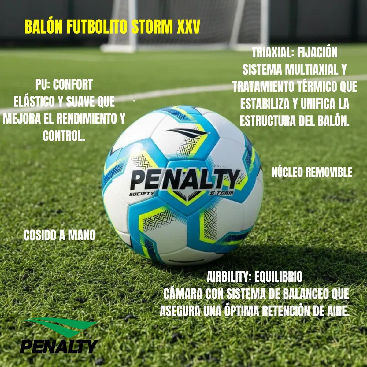 PENALTY - Pelota Futbolito Balon Futbol 7 N°5 Penalty Storm XXV Bote Medio
