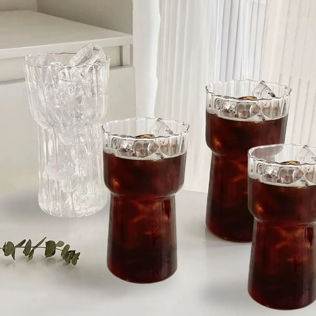 SANTU HOME & DECO - Set 4 Vasos Estriado Alto 590ml