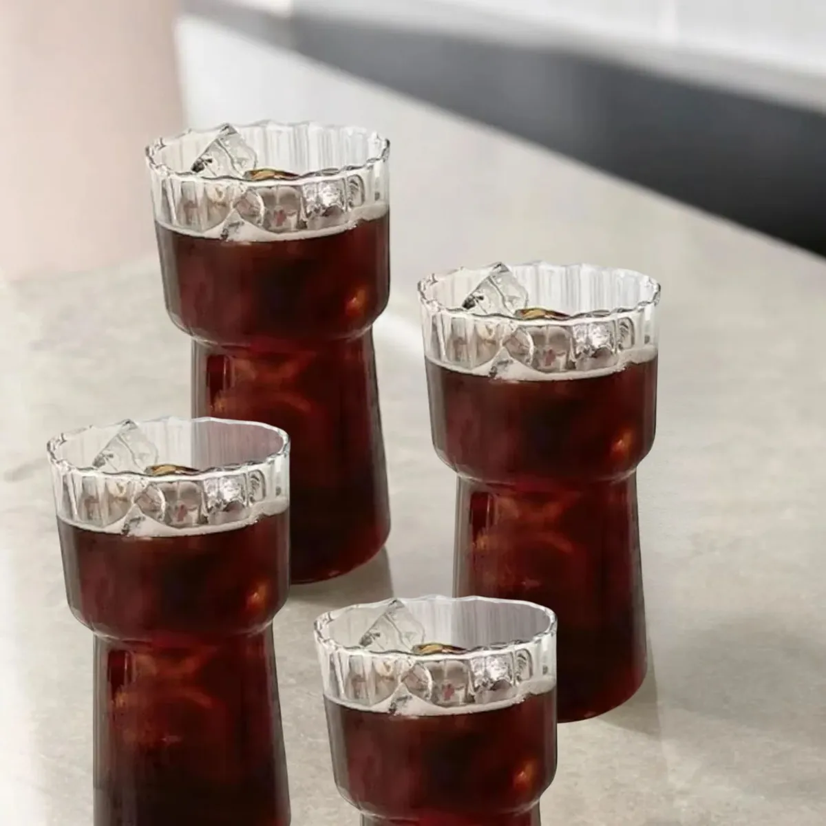 SANTU HOME & DECO - Set 4 Vasos Estriado Alto 590ml