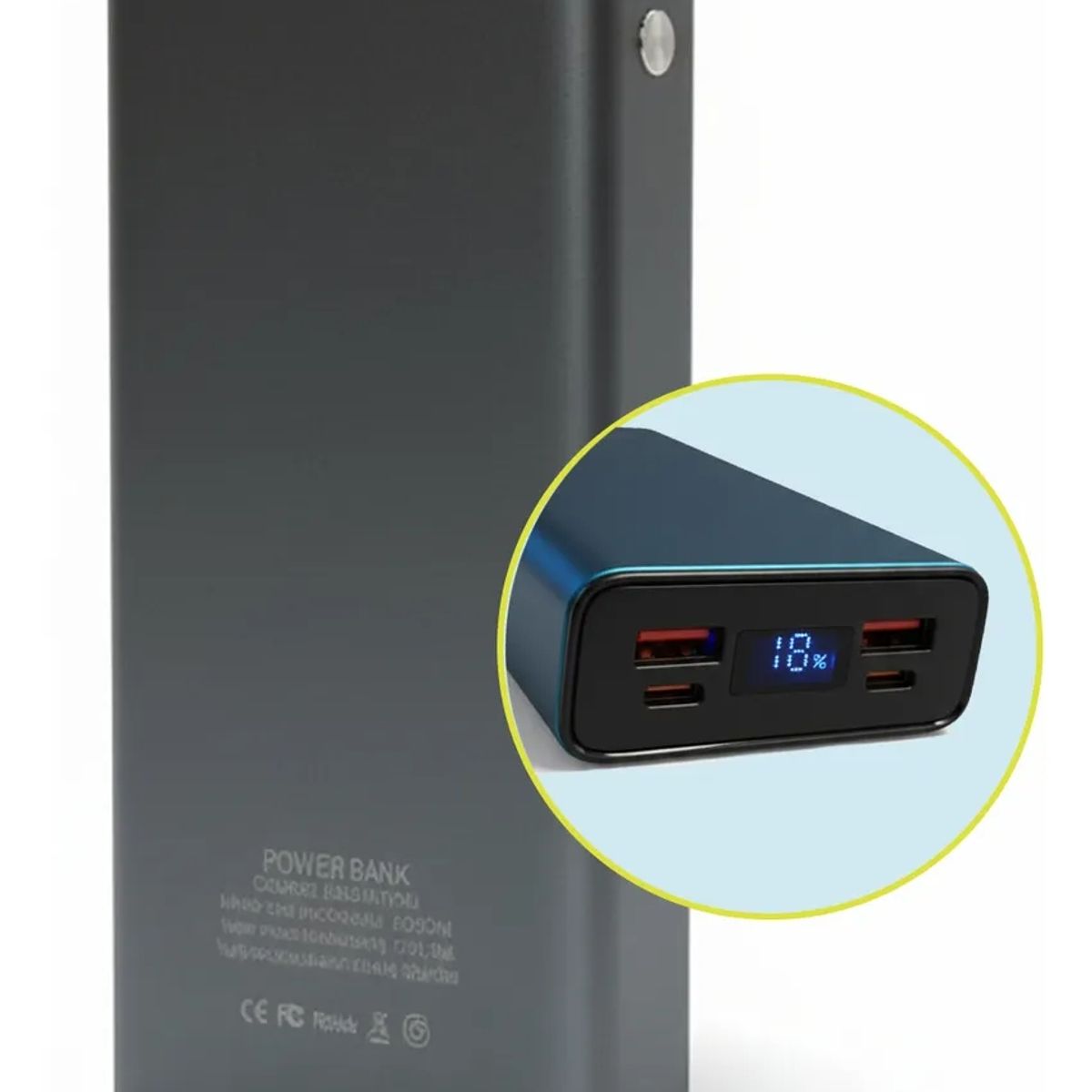 GENERICO - Bateria Externa Power Bank Carga Rapida 20000mah - Negra
