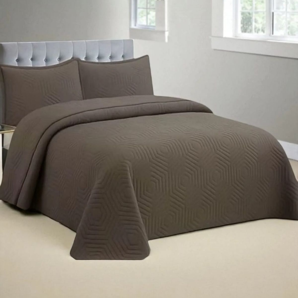 GENERICO - Cubrecama Quilt De Verano 2 Plazas Color Marrón