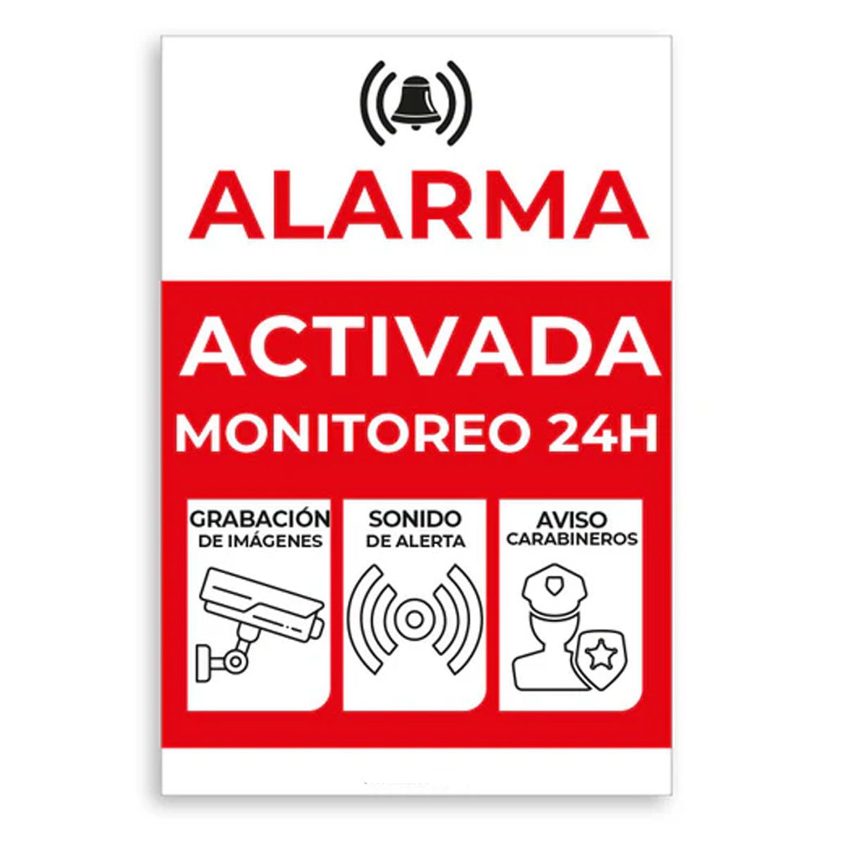 CREA PRINT - Placa Letrero Cartel Metalico Alarma Activa Disuasivo 30x20