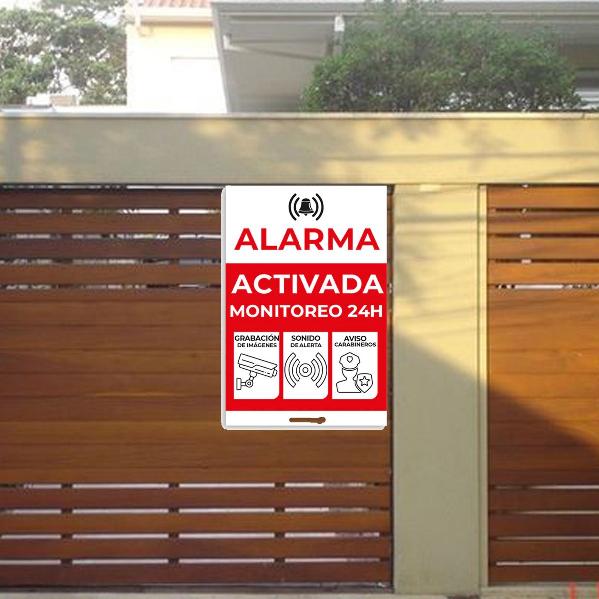 CREA PRINT - Placa Letrero Cartel Metalico Alarma Activa Disuasivo 30x20