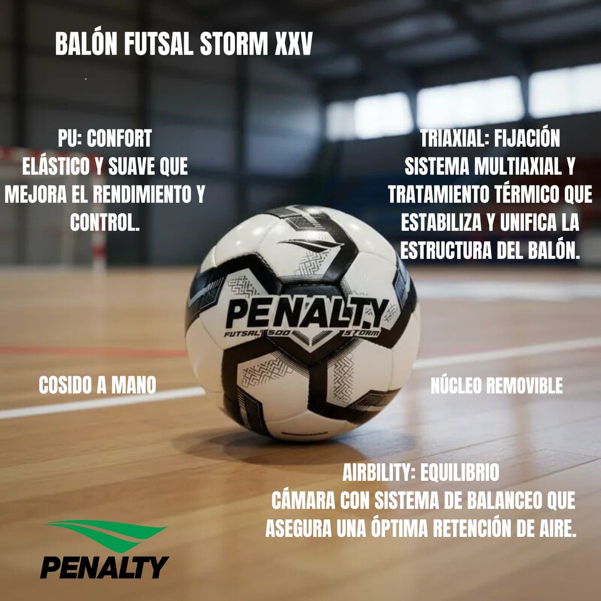 PENALTY - Pelota Balon Futsal Balon Futbol  Sala Penalty Storm Xxv Negro Gris