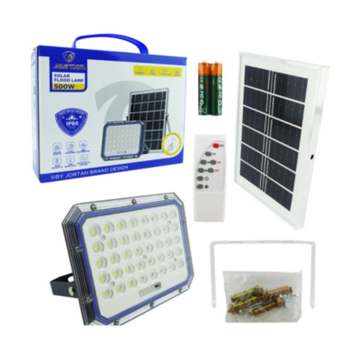 GENERICO - Proyector Solar LED 500 Watt Con Panel Solar En PVC De 80 LED Modelo ZY500 Con Control
