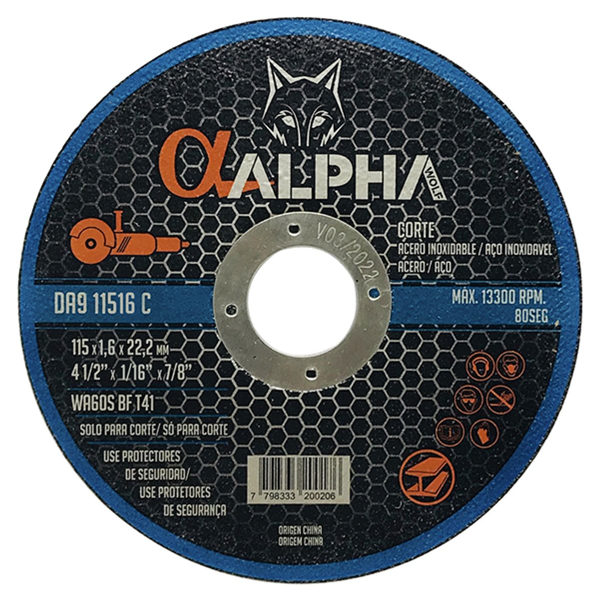 ALPHA - DISCO CORTE METAL 4 1/2 1MM DELGADO 25UN ALPHA