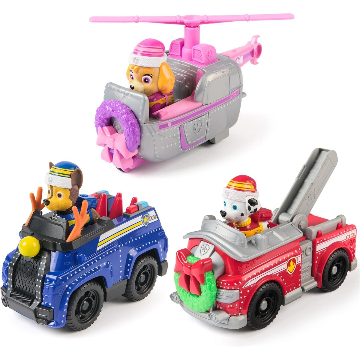 PAW PATROL - PAW Patrol Pack de Vehículos Navideños Chase Marshall Skye