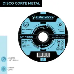ENERGY - DISCO CORTE METAL 4 1/2 X 08MM D11508 PACK 25
