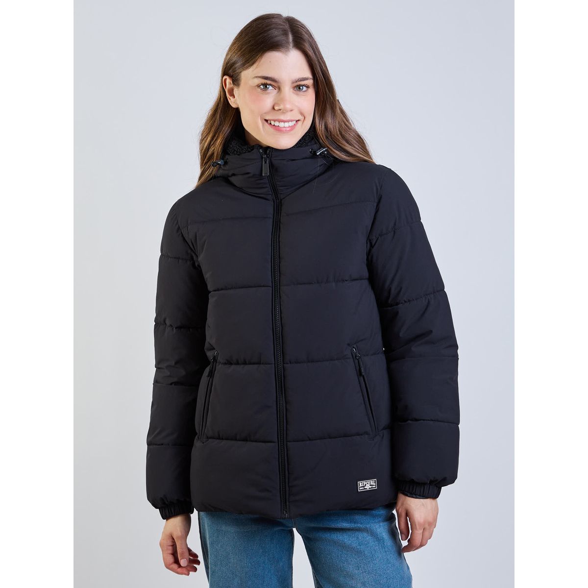 RIP CURL - Parka Coral Rose Negro Mujer Rip Curl