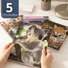 UTILISIMO - Pack 5 Cuadernos Universitario Animal & Places Ross 7mm 100 hojas Diseños Surtidos