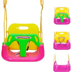GENERICO - COLUMPIO INFANTIL 3 EN 1 INTERIOR Y EXTERIOR ROSA