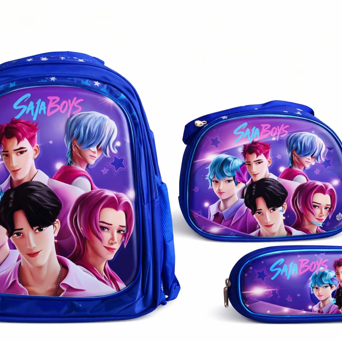 GENERICO - Set Escolar  k-pop Azul   - Mochila + Lonchera + Estuche