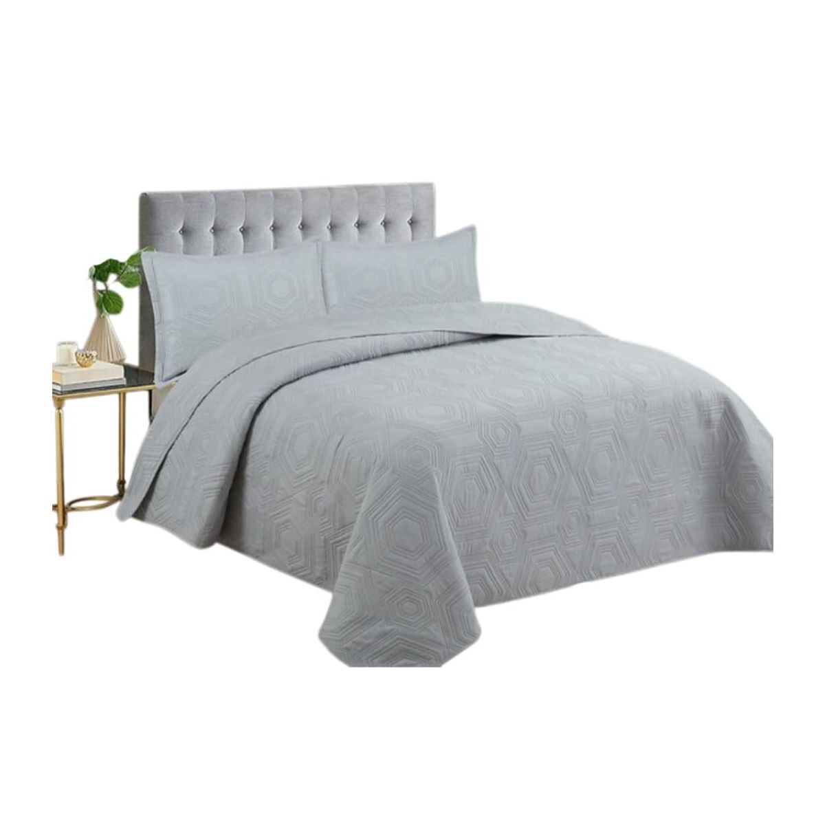 GENERICO - Cubrecama Quilt De Verano 2 Plazas  Color Gris
