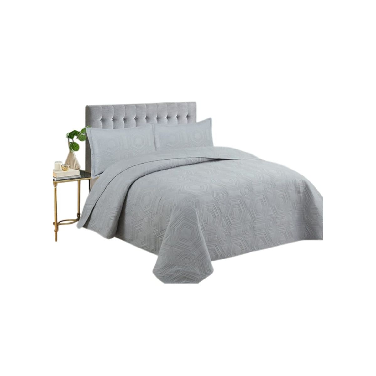 GENERICO - Cubrecama Quilt De Verano 2 Plazas  Color Gris
