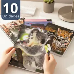 UTILISIMO - Pack 10 Cuadernos Universitario Animal & Places Ross 7mm 100 hojas Diseños Surtidos
