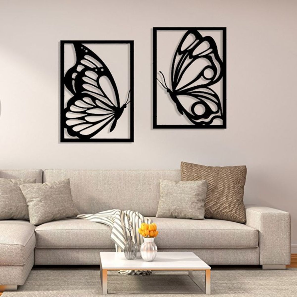 LOS REGALONES - Cuadro Decorativo Artesanal Mariposa en Madera Mdf