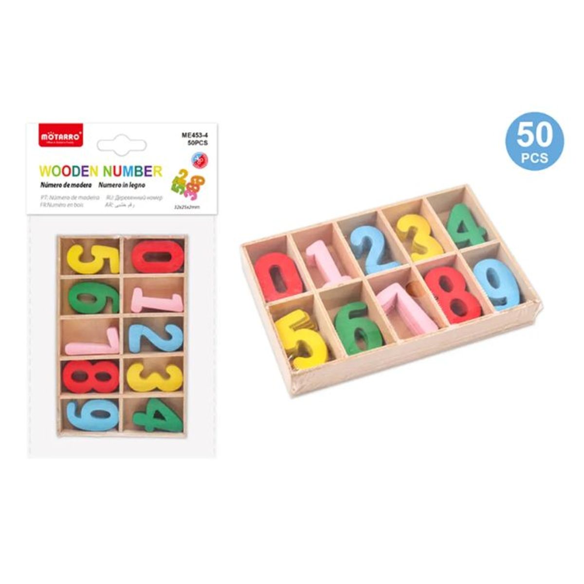 GENERICO - Números de Madera de colores 32mm 50pcs