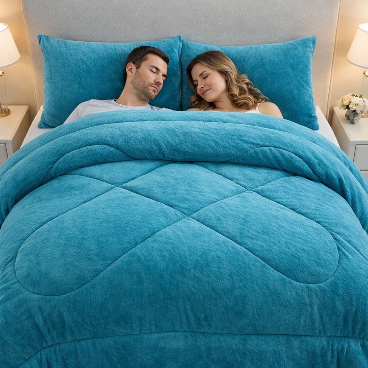 GENERICO - Cubrecama para invierno con chiporro 2 plazas turquesa