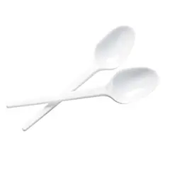 GENERICO - Cuchara Plástica 14 cm Blanco Pack 100 Unidades Cucharas