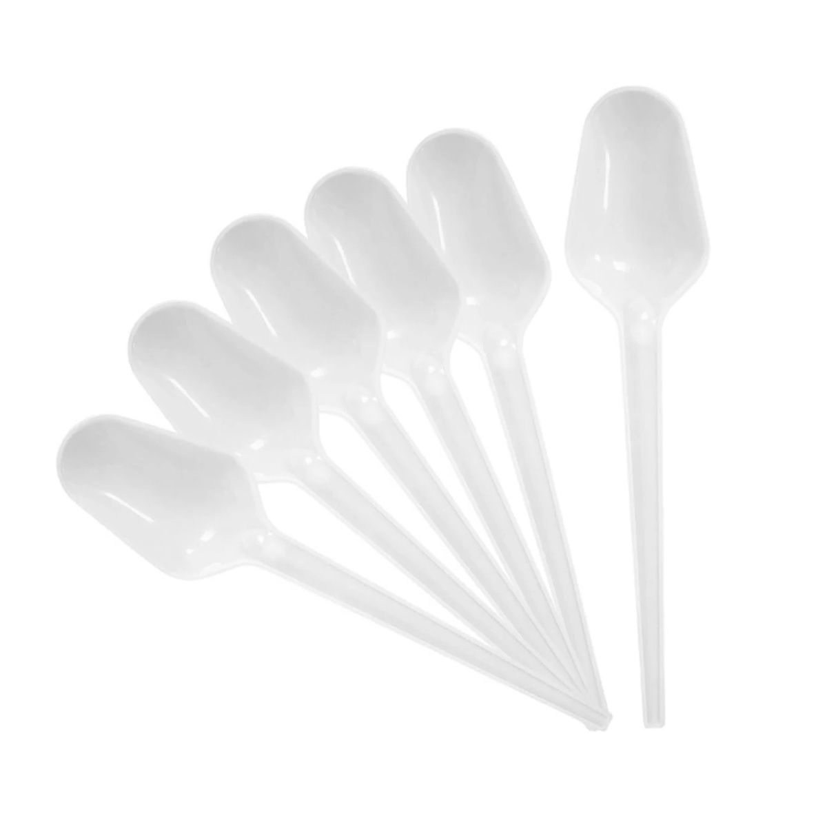 GENERICO - Cuchara Plástica 14 cm Blanco Pack 100 Unidades Cucharas