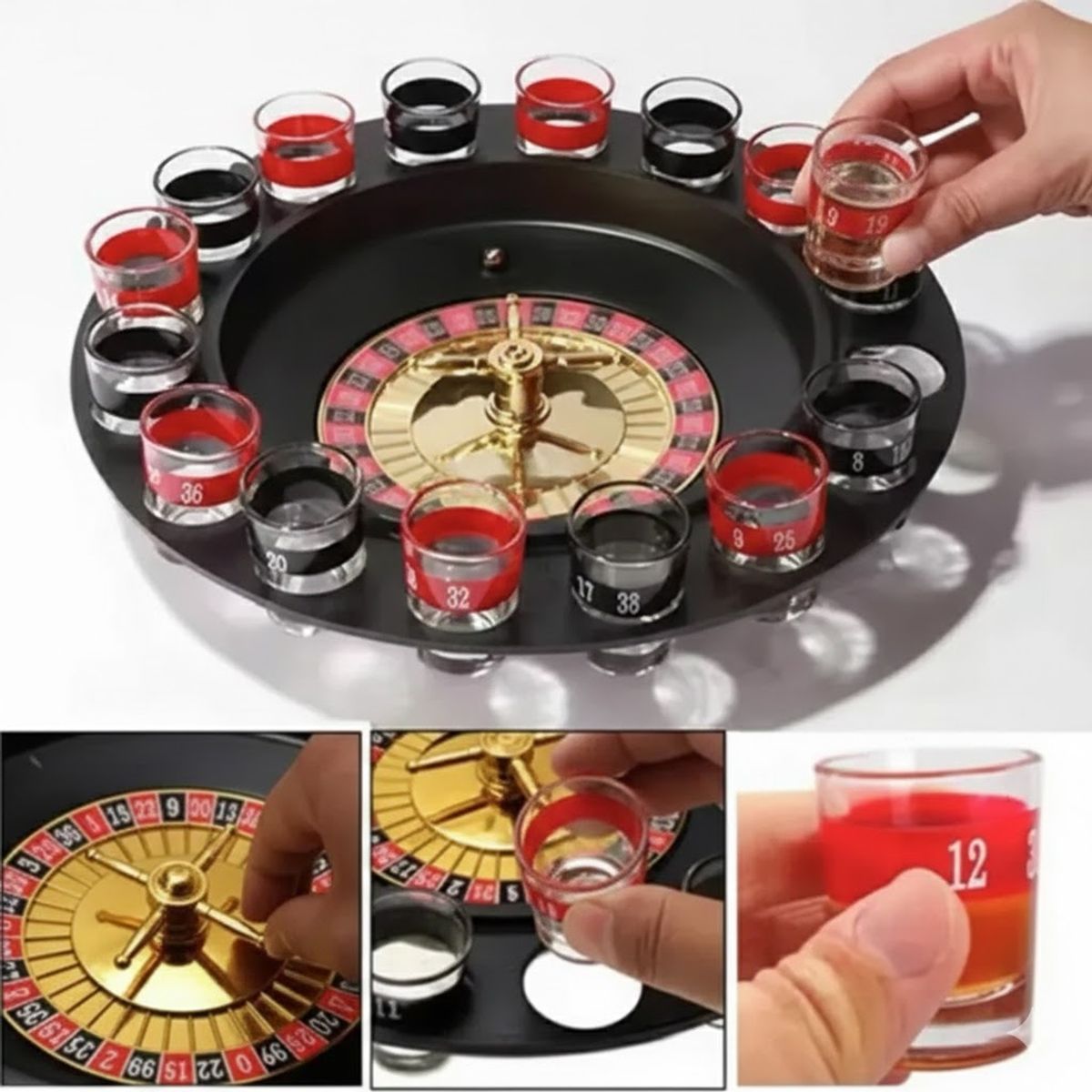 GENERICO - Juego de ruleta casino de shots cortitos para alcohol