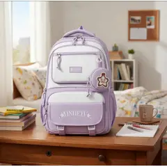 GENERICO - Mochila Bolso Escolar cute kawai color Morado