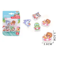 GENERICO - Goma de Borrar Animales 4pcs