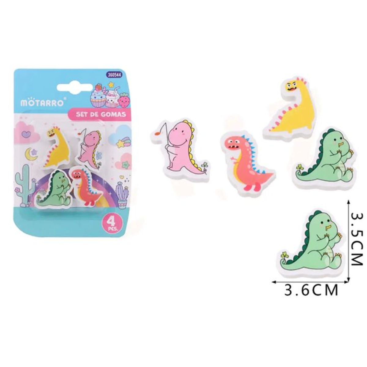 GENERICO - Goma de Borrar Dinosaurio 4pcs