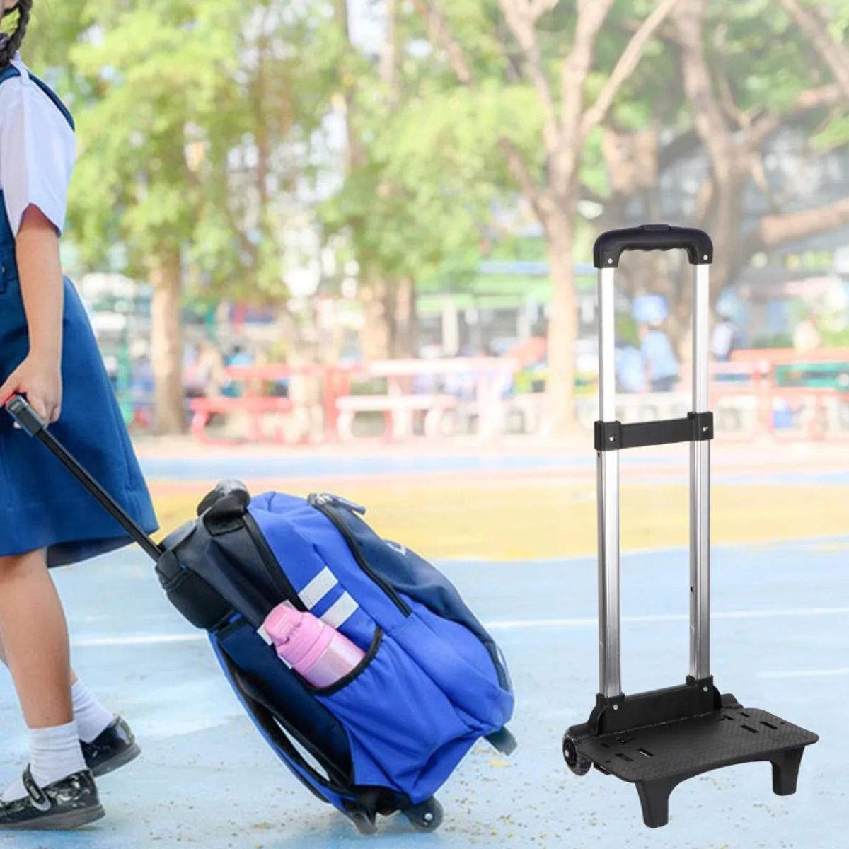 GENERICO - Carrito De Mochila Escolar Negro Carrito Plegable Carrito Compacto convertible Mochila con rueda