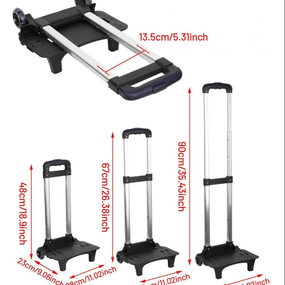 GENERICO - Carrito De Mochila Escolar Negro Carrito Plegable Carrito Compacto convertible Mochila con rueda