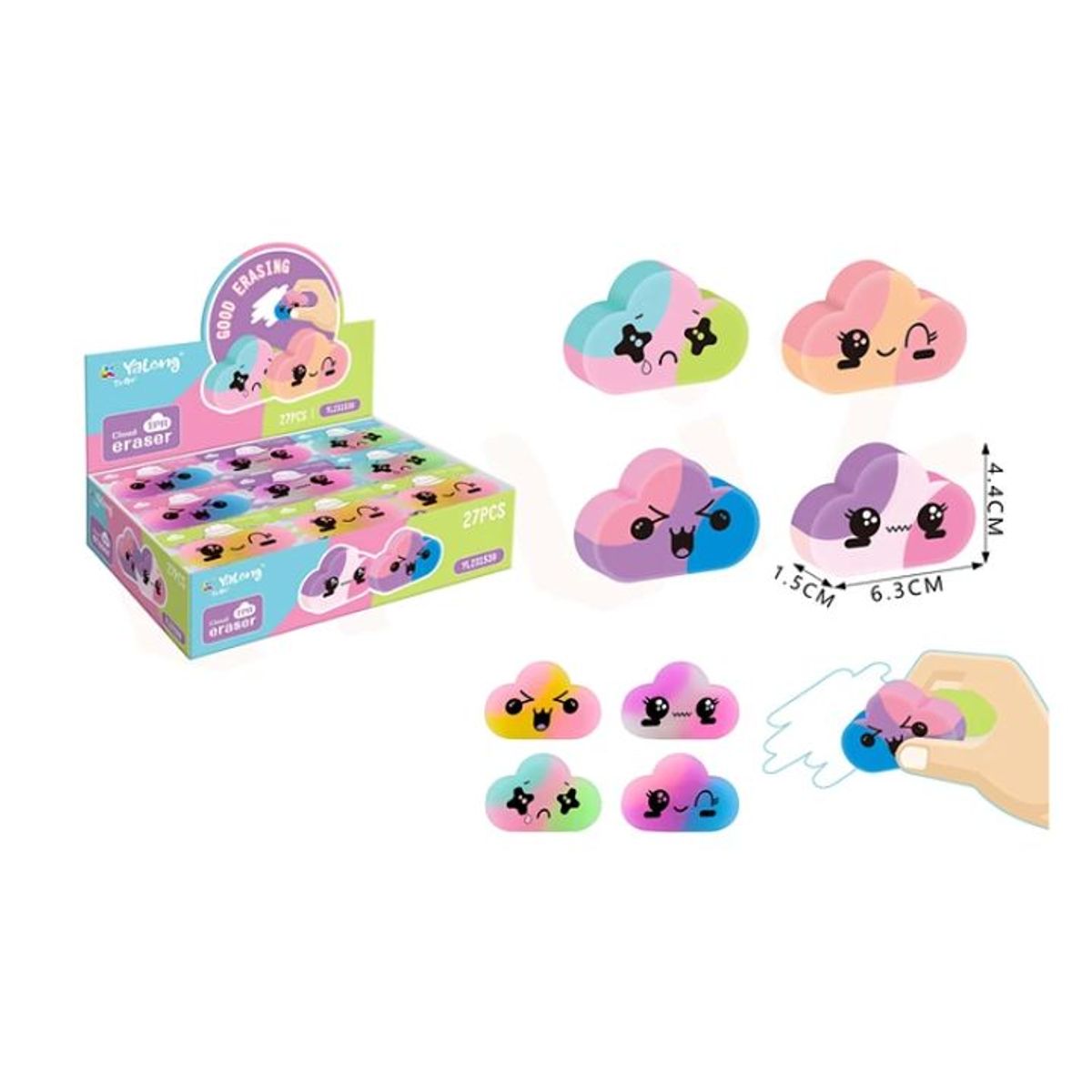 GENERICO - Gomas de Borrar Nube multicolor 1x6x4cm