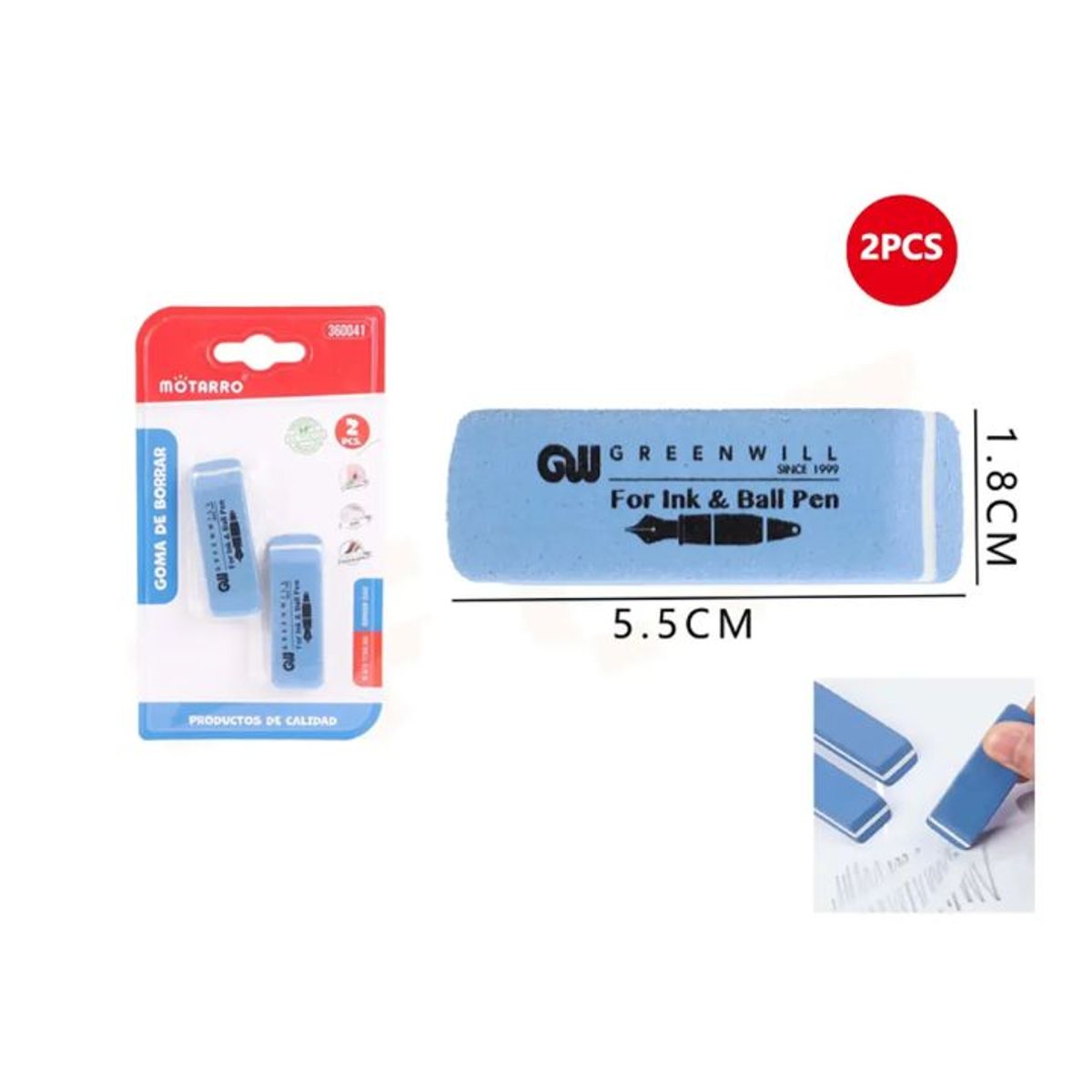 GENERICO - Goma De Borrar Azul 2Pcs 55x18cm