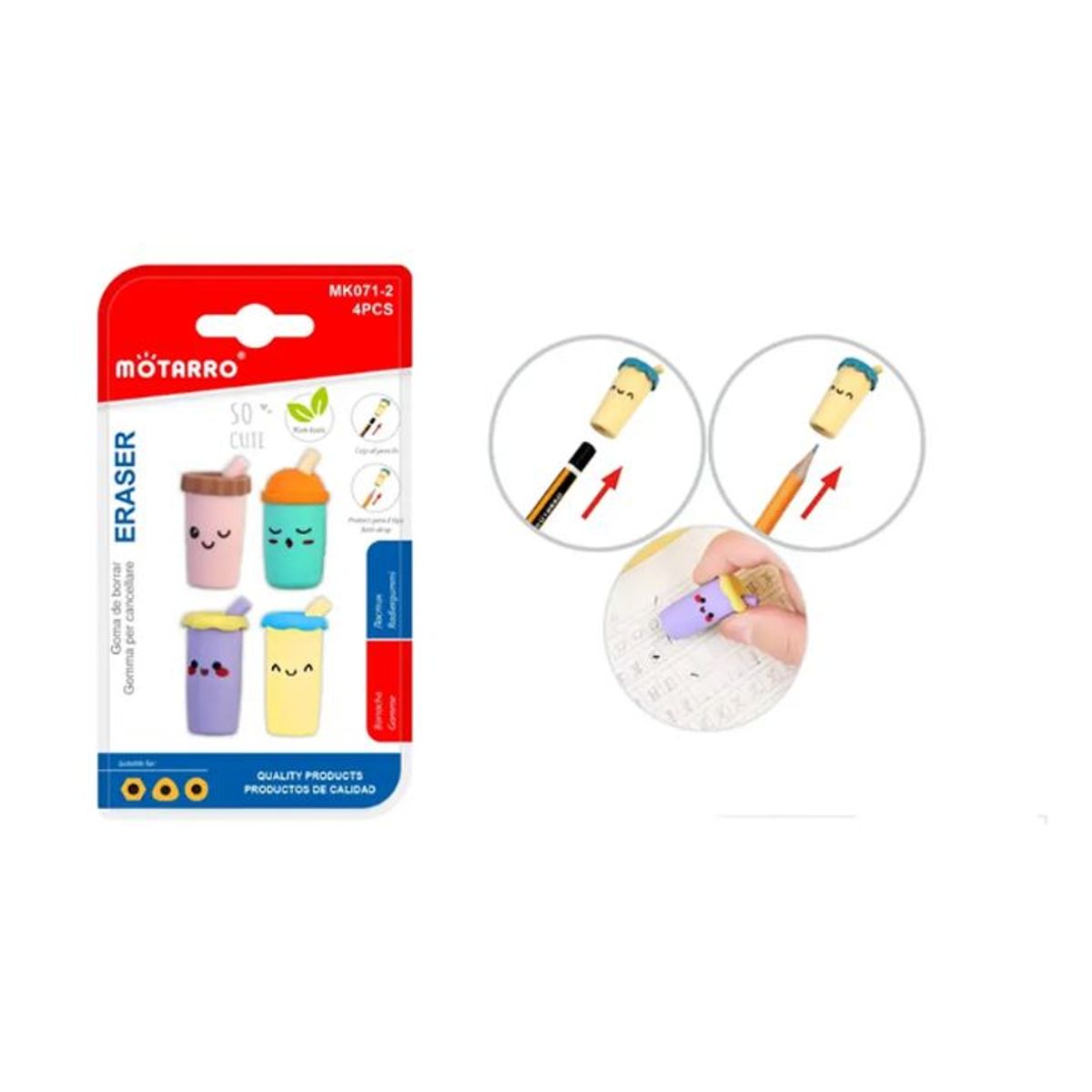 GENERICO - Gomas y tapas para Lápiz 4pcs