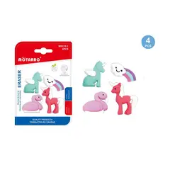 GENERICO - Set Goma de Borrar Unicornio 4 pcs