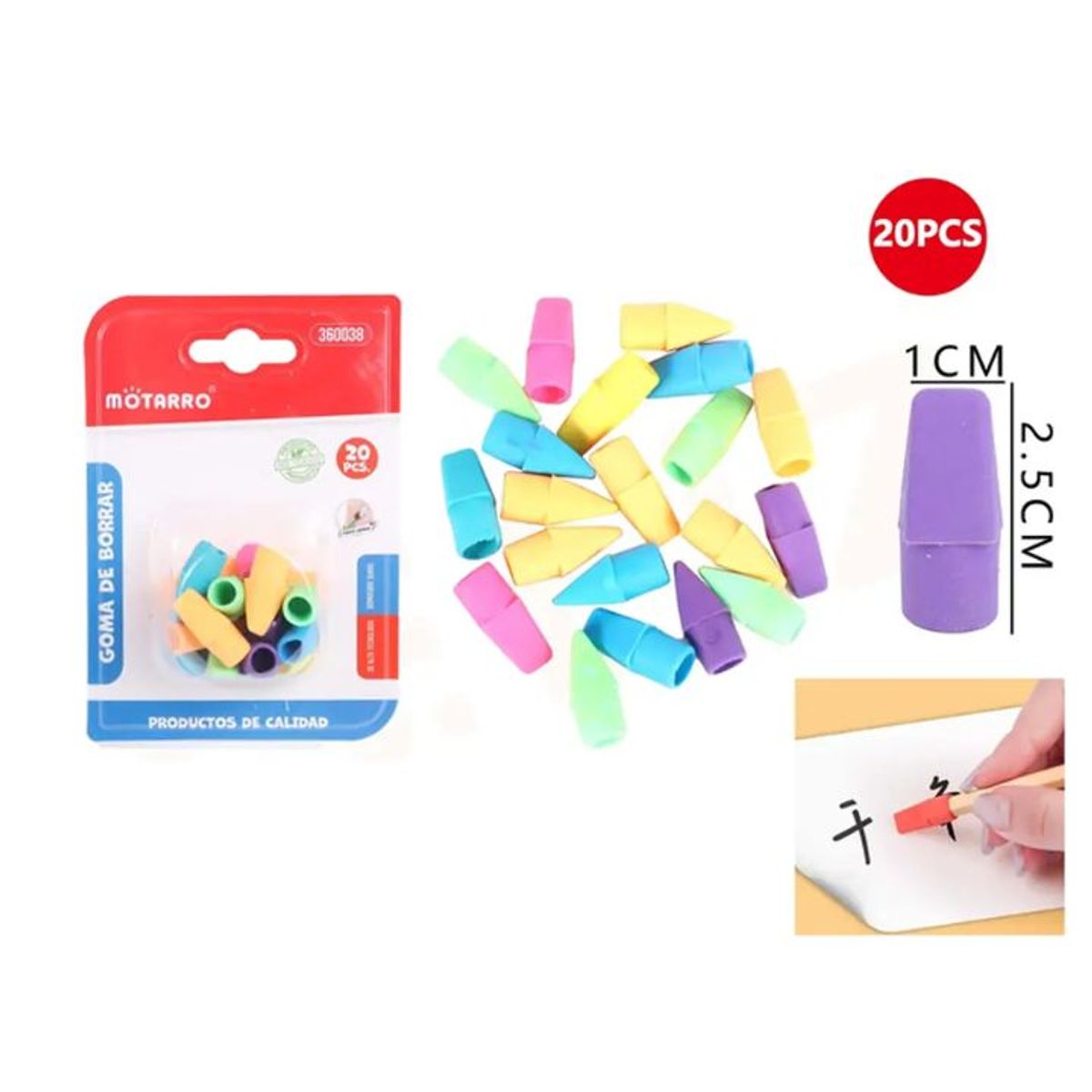 GENERICO - Goma de Borrar para Lápiz 1x25cm 20pcs