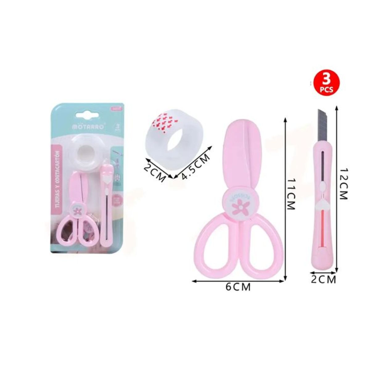 GENERICO - Kit Herramienta de corte Rosado 3pcs