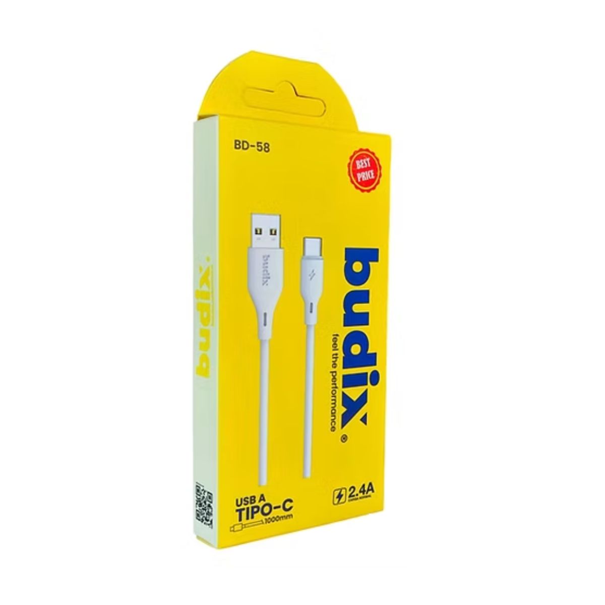 GENERICO - Cable USB-A a Tipo-C  Blanco 1 Metro 2.4 A