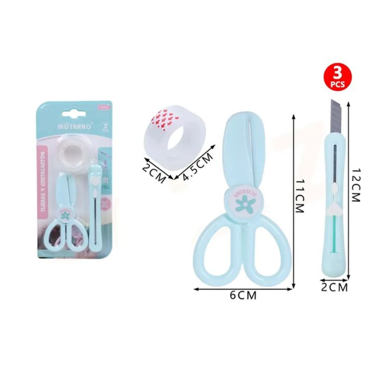 GENERICO - Kit Herramienta de corte Azul 3pcs