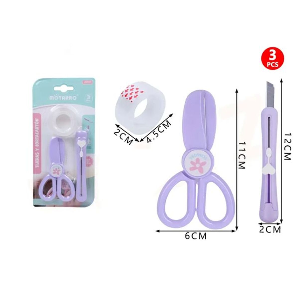 GENERICO - Kit Herramienta de corte Morado 3pcs